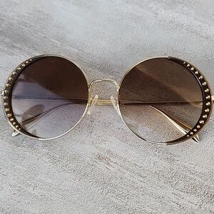 Alexander McQueen Round-Frame Metal Sunglasses Gold Women's Made in Italy